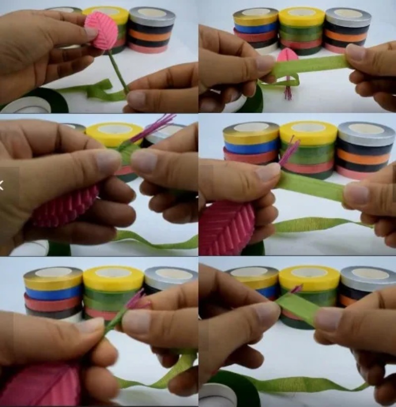 Floral Tape Green - 5PCS 30Yard zelfklevende Bloemen Papieren Tapes